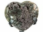Beautiful Gray/Green Quartz Heart On Metal Stand - Uruguay #101350-4